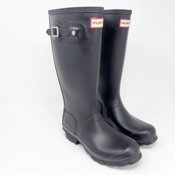 Hunter Original Tall Matte Black Rain Boots in women's size 5 - Picture 1 of 8